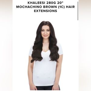 Bellami Khaleesi 280g 20” hair extensions (with matching ponytail) in Off Black